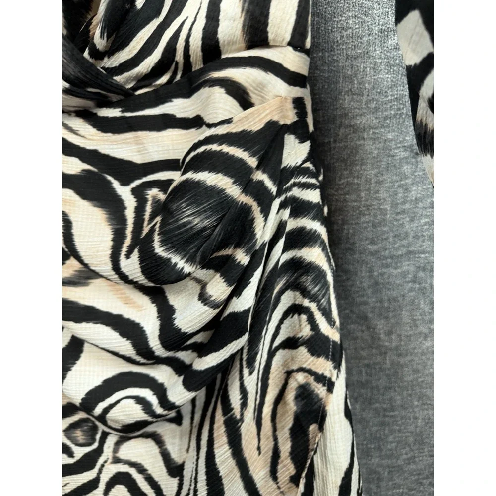 NwT Anthropologie Animal Print Dress Size 10 Shirred Waist Long Sleeves